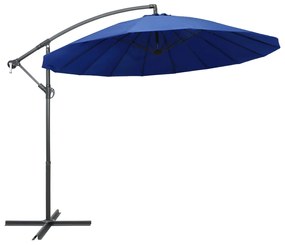 vidaXL Guarda-sol suspenso 3 m mastro alumínio azul