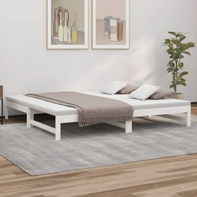 vidaXL Sofá-cama de puxar 2x(80x200) cm pinho maciço branco