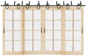 Kit de ferragens para porta deslizante 366 cm aço preto