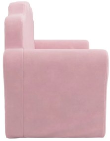 Sofá-cama infantil de 2 lugares pelúcia macia rosa