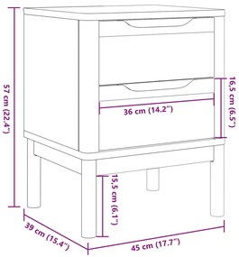 Mesa de cabeceira 45x39x57 cm madeira de pinho maciça branco