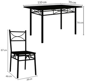 Conjunto jantar com mesa e 4 cadeiras Paul 5 peças em Branco aveludado