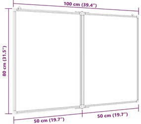 Quadro branco magnético dobrável 100x80x1,7 cm alumínio