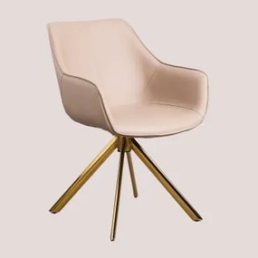 Cadeira de jantar em couro sintético Lucy Castanho Trigo & Dourado - Sklum
