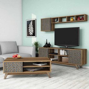 Conjunto de Mobiliário de Sala de Estar Inci – Nogueira Azul – TV Unit