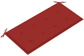 Banco de jardim c/ almofadão vermelho 112 cm teca maciça