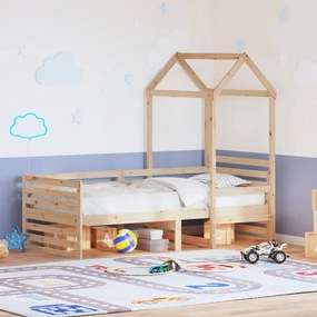 vidaXL Sofá-cama com telhado 90x200 cm madeira de pinho maciça