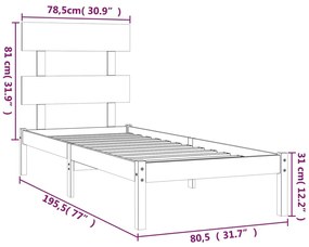 Estrutura de cama pequena solteiro 75x190 cm madeira preto