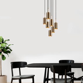 Candeeiro de Teto Kem – Dourado e Preto – Diâmetro 43 cm, Altura 120 c
