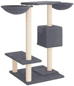 Árvore p/ gatos c/ postes arranhadores 82 cm cinzento-escuro