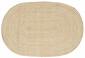 vidaXL Tapete Natural e Branco 100 x 152 cm Juta