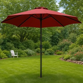 Guarda-sol Miami em alumínio com iluminação LED e Proteção UV 80+, Ø270 x 236 cm Vermelho