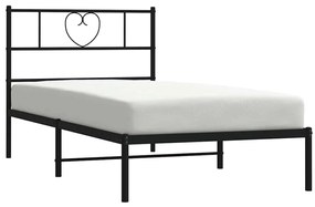 Estrutura de cama com cabeceira 100x190 cm metal preto