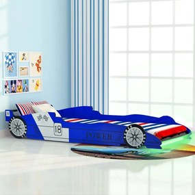 243937 vidaXL Cama carro de corrida LED para crianças 90x200 cm azul