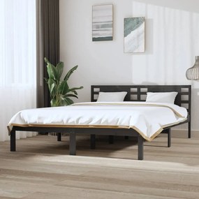 vidaXL Estrutura de cama 120x200 cm madeira de pinho maciça cinzento