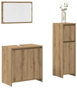 vidaXL 3 pcs móveis de casa de banho deriv. madeira carvalho artisiano