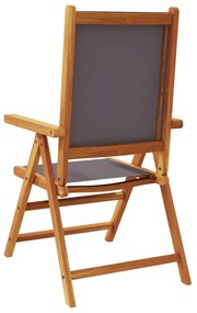 Cadeiras jardim reclin. 8 pcs tecido/madeira maciça antracite