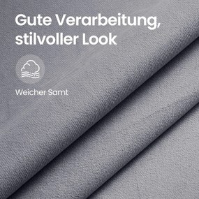 Conjunto de 2 bancos de bar, altura ajustável entre 88 e 108 cm em veludo Cinza