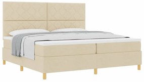 Cama Box Spring com Colchão Creme 200x200 cm Tecido