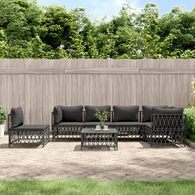 vidaXL 7 pcs conjunto lounge de jardim com almofadões aço antracite