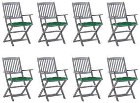 vidaXL Cadeiras de exterior dobráveis 8pcs c/ almofadões acácia maciça