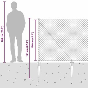 Conjunto de Postes de Cerca Prateado 10 x 1.2 m Aço galvanizado