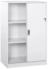 HOMCOM Armário de escritório com 2 portas deslizantes e 3 prateleiras 80x40x120 cm Branco