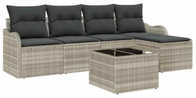 Conjunto de Sofá de Jardim vidaXL com Almofadas Cinza Rattan Sintético