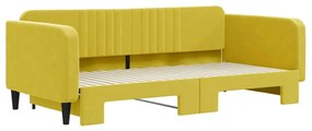 Sofá-cama com gavetão 100x200 cm veludo amarelo