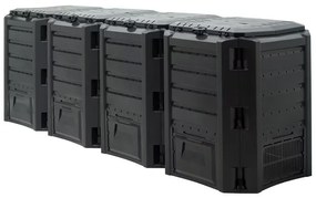 Compostor rápido plástico 1600L 261x72x83cm Preto