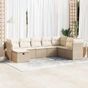 vidaXL 8 pcs conjunto de sofás p/ jardim com almofadões vime PE bege