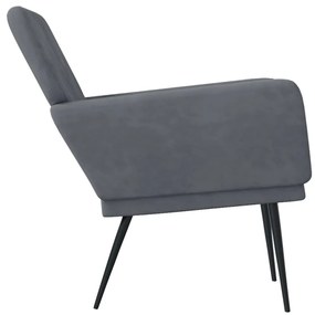 Cadeira c/ apoio de braços 62x79x79 cm veludo cinzento-escuro