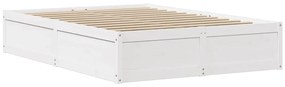 Cama sem colchão 120x200 cm madeira de pinho maciça branco