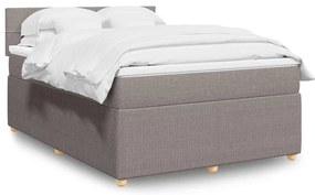 vidaXL Cama com molas/colchão 140x200 cm tecido castanho-acinzentado