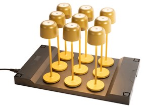 LED Conjunto de 9 Candeeiros de Mesa Recarregáveis Cogumelo Dourado c/ Estação de Carregamento - Raika Moderno