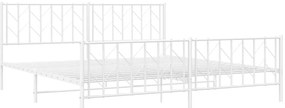 Estrutura de cama com cabeceira e pés 193x203 cm metal branco