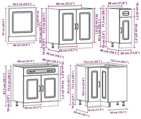 11 peças armário de cozinha conjunto Kalmar preto