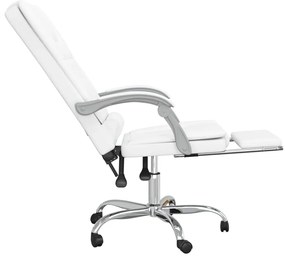 Cadeira escritório massagens reclinável couro artificial branco