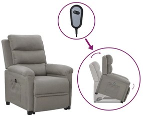 vidaXL Poltrona elevatória tecido cinzento-claro