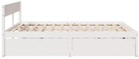 Cama sem colchão 200x200 cm madeira de pinho maciça branco