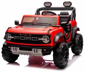 Carro elétrico para crianças 24V 2 lugares Ford Bronco XXL com tração traseira, licenciado Rodas Plástico Vermelho