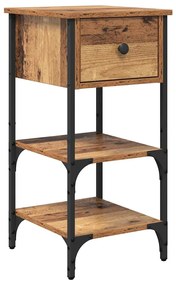 Mesa de Cabeceira Madeira Velha 34x36x70 cm Madeira Engenheirada