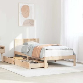 vidaXL Estrutura de cama com gavetas 90x190 cm madeira de pinho maciça
