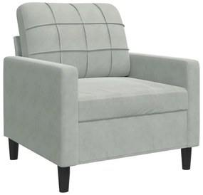 3 pcs conjunto de sofás com almofadões veludo cinzento-claro