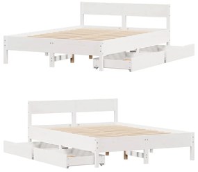 Cama sem colchão 140x190 cm madeira de pinho maciça branco