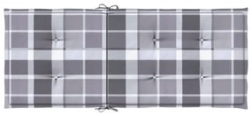 Almofadões cadeiras altas de jardim 2pcs tecido xadrez cinza