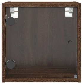 Mesa de cabeceira c/ porta vidro 35x37x35 cm carvalho castanho