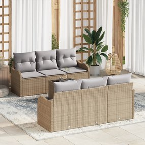 Conjunto de Sofá de Jardim vidaXL de 7 Peças com Almofadas de Polirata