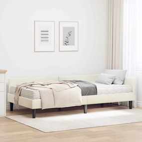 vidaXL Estrutura de Cama de Canto com Colchão 2 pcs Creme Veludo