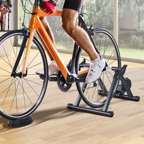 HOMCOM Rolo de Bicicleta para Treinamento Dobrável com Resistência Magnética para Rodas de 26-28 Polegadas Suporte de Treinamento para Bicicleta Casa Interior 54,5x47,2x39,1cm Preto